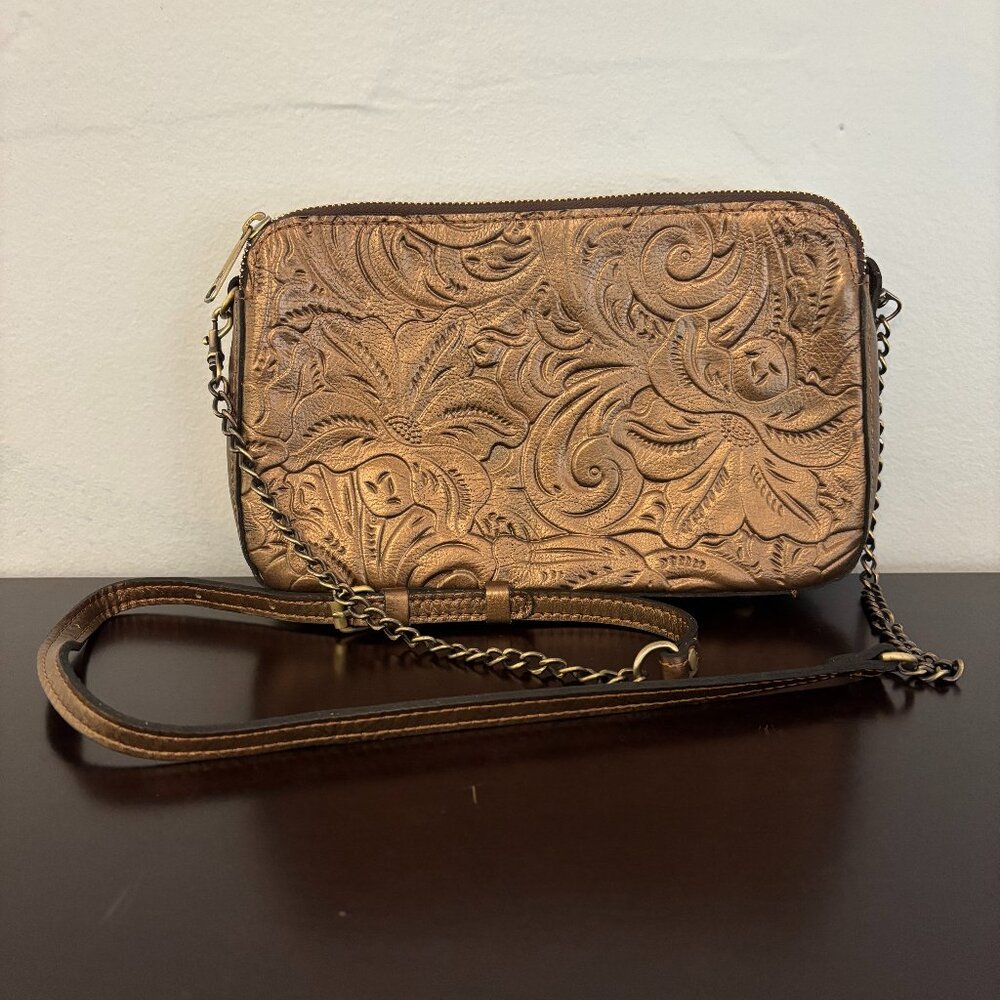 Patricia Nash Embossed Metallic Bronze Crossbody Bag